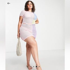 ASOS DESIGN Curve cotton 2 in 1 button beach dress and co ord in color bock